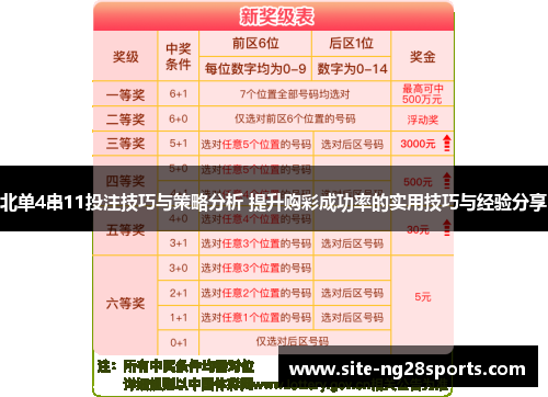 北单4串11投注技巧与策略分析 提升购彩成功率的实用技巧与经验分享